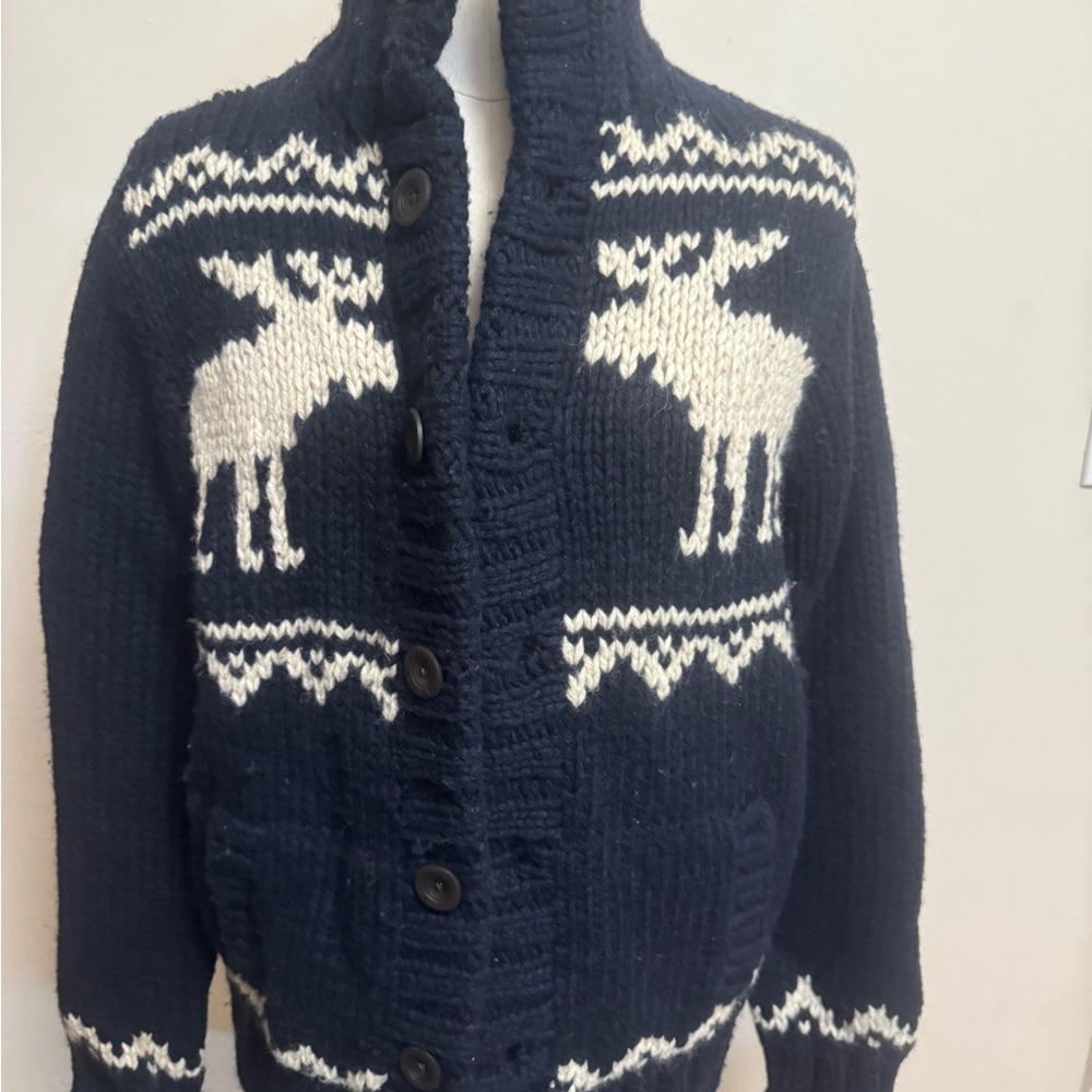Abercrombie & Fitch Navy Cardigan with Moose Design